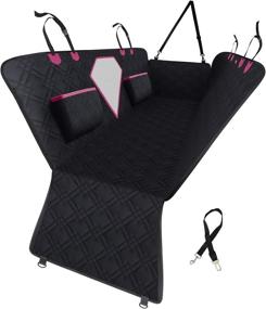 img 4 attached to Toozey Dog Seat Cover for Back Seat: Waterproof, Scratchproof, and Pet-Friendly with Mesh Window, Seat Belt and Side Protector - Standard, Pink