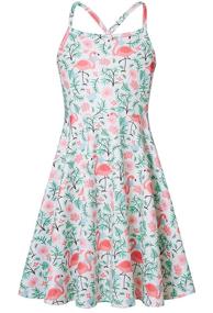 img 4 attached to 🌴 RAISEVERN Backless Sundress: Tropical Adjustable Girls' Dress for Stylish Summer Wear