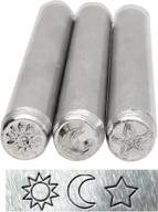 🔨 steel design stamps - metal elements - celestial design set - 3-piece 5mm - 3.125” length with 0.25” stamp base - create custom jewelry - ideal for stamping & personalizing soft metals logo