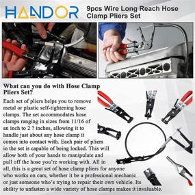 img 3 attached to 🔧 Handor 9pcs Long Reach Hose Clamp Pliers Set for Automotive Coolant, Radiator, Heater, Fuel, Oil, Water Hoses | Auto Tools for Flat or Large Clamps with Band