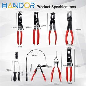 img 1 attached to 🔧 Handor 9pcs Long Reach Hose Clamp Pliers Set for Automotive Coolant, Radiator, Heater, Fuel, Oil, Water Hoses | Auto Tools for Flat or Large Clamps with Band