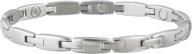 sabona stainless steel magnetic link bracelet for women, silver, small/medium logo