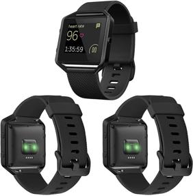 img 4 attached to 🌟 ESeekGo Совместимые с Fitbit Blaze ремешки для мужчин и женщин - 3 шт. силиконовый ремешок с 1 шт. черной металлической рамкой - Заменяемый спортивный аксессуар для фитнеса Fitbit Blaze - Черный