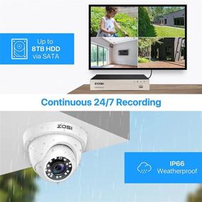 img 3 attached to 🎥 ZOSI 5MP Lite 8CH система домашней видеонаблюдения - 1080P H.265+ Цифровой видеорегистратор CCTV, 4 шт. 1080P купольная камера, ночное видение, оповещения о движении, удаленный доступ