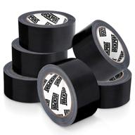 heavy duty black duct tape - 6 roll multi pack - strong, flexible, no residue, all-weather - 20 yards x 2 inch rolls - tear by hand - bulk value for diy repairs, industrial & professional use logo