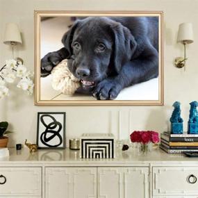 img 2 attached to 🖼️ Enhance Home Decor with 5D DIY Diamond Painting Kit - Black Dog Biting Design 15.7x11.8in by Bemaystar