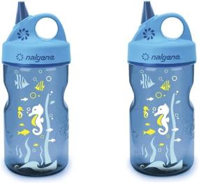 img 1 attached to 🐬 Nalgene Grip-N-Gulp Water Bottle - Blue Seahorse - 12-Ounce - Pack of 2