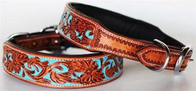 img 3 attached to Hand-Tooled and Painted Cow Leather Western Dog Puppy Collar - ProRider Medium 17''- 21'' (Model 6047)