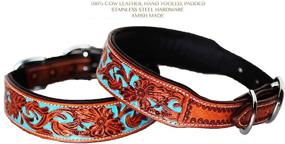 img 4 attached to Hand-Tooled and Painted Cow Leather Western Dog Puppy Collar - ProRider Medium 17''- 21'' (Model 6047)