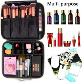 img 1 attached to 💼 Large Marble Makeup Bag: Portable Cosmetic Organizer with Adjustable Dividers for Makeup Brushes and Cosmetics - Travel Train Case with Stylish Marble Pattern