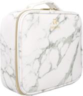 💼 large marble makeup bag: portable cosmetic organizer with adjustable dividers for makeup brushes and cosmetics - travel train case with stylish marble pattern logo