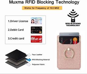 img 3 attached to 📱 DMaos Glitter Sands Phone Card Holder Wallet with Kickstand Ring for Women – Pink + Gold: RFID Credit Wallet with Stick-On Back Grip for iPhone, Samsung, Android and Smartphones (2 Pieces)