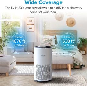 img 1 attached to 🌬️ Large Room Air Purifier for Home, Bedroom H13 True HEPA Filter, Auto Mode, Allergy and Pet Cleaners, Smoke Mold Pollen Dust, LV-H133, White