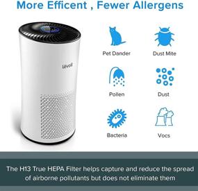 img 2 attached to 🌬️ Large Room Air Purifier for Home, Bedroom H13 True HEPA Filter, Auto Mode, Allergy and Pet Cleaners, Smoke Mold Pollen Dust, LV-H133, White