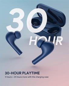 img 1 attached to 🎧 Premium Blue True Wireless Earbuds: Noise Cancelling, Fast Charge, IPX6 Waterproof, 30H Playtime - iPhone & Android Compatible