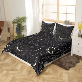 img 3 attached to 🌙 Boho Exotic Sun and Moon Duvet Cover: Galaxy Astrology Bedding Set for Children, Teens - Chic Luxury Zodiac Signs Bedspread Cover