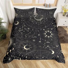 img 4 attached to 🌙 Boho Exotic Sun and Moon Duvet Cover: Galaxy Astrology Bedding Set for Children, Teens - Chic Luxury Zodiac Signs Bedspread Cover