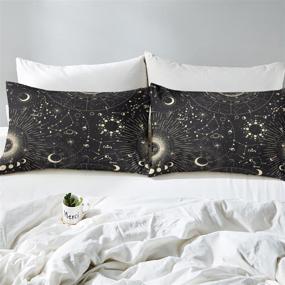 img 1 attached to 🌙 Boho Exotic Sun and Moon Duvet Cover: Galaxy Astrology Bedding Set for Children, Teens - Chic Luxury Zodiac Signs Bedspread Cover