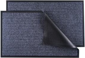 img 4 attached to 🚪 LOCONHA Door Mat - 2 Pack Indoor/Outdoor Waterproof Anti-Slip Rubber Doormat (29.5”x17”) - Grey