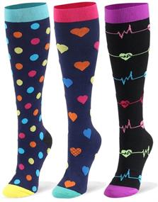 img 4 attached to 🧦 20-30mmHg Compression Socks for Men & Women - 3 Pairs of Circulation-Enhancing Compression Stockings for Nurses, Pregnancy