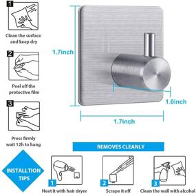 img 3 attached to TBMax Adhesive Hooks Towel Hook - 4 Pack Heavy Duty Stainless Steel 🧲 Wall Hooks for Bathroom Robes, Coats, Kitchen Utensils, Bags - Strong Adhesion for Convenient Hanging