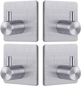 img 4 attached to TBMax Adhesive Hooks Towel Hook - 4 Pack Heavy Duty Stainless Steel 🧲 Wall Hooks for Bathroom Robes, Coats, Kitchen Utensils, Bags - Strong Adhesion for Convenient Hanging