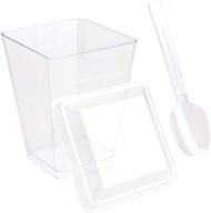 🥤 tosnail 50 pack 5 oz clear plastic dessert tumbler cups with lids and tasting spoons - tall square design logo