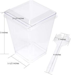 img 2 attached to 🥤 Tosnail 50 Pack 5 Oz Clear Plastic Dessert Tumbler Cups with Lids and Tasting Spoons - Tall Square Design