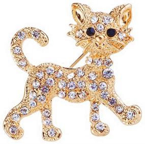 img 1 attached to 🐱 Sparkling Lucky Cat Brooch: Adorable Crystal Alloy Pin for Women, Girls, and Teens - Yiwushidaili