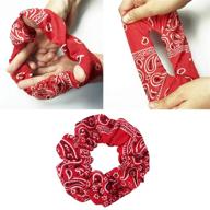 stylish bandana scrunchies set for women – 5pcs cotton hair ties with bandana print, hair bands, and elastics logo