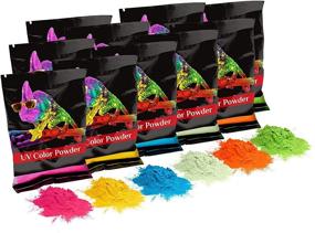 img 4 attached to ✨ Chameleon Colors UV Color Powder: 12 Packs with 6 Vibrant Colors for School Events, Blacklight Dances, and Photography - Glow Powder Pigment for Resin Included