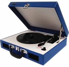 img 2 attached to Jensen JTA-410-BL Portable 3-Speed Stereo Turntable With Built-In Speakers (Blue)