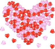 💖 214pcs fepito acrylic heart decorations for valentines day - 0.87inch heart ornaments in red and pink - ideal for vase filler, table scatter, wedding decor logo