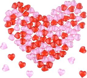 img 4 attached to 💖 214Pcs FEPITO Acrylic Heart Decorations for Valentines Day - 0.87Inch Heart Ornaments in Red and Pink - Ideal for Vase Filler, Table Scatter, Wedding Decor