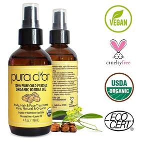 img 2 attached to 🌿 PURA D'OR Organic Golden Jojoba Oil: 100% Pure, Premium-Grade Moisturizer for Skin, Hair, Face & Nails - USDA Certified, Cold Pressed, Unrefined