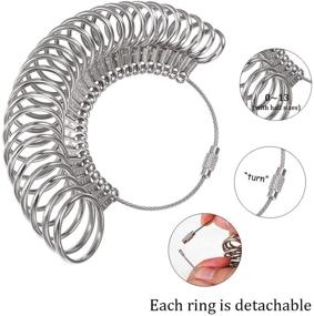 img 2 attached to 📏 DoGeek Metal Ring Sizer Tool Set - Stainless Steel Ring Gauges, Finger Sizer & Ring Mandrel Aluminuml (Size 1-13), for Precise Ring Measurement