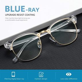 img 3 attached to AOMASTE Blue Light Blocking Glasses: Stylish Vintage Half Frame with Clear UV Lens for Women and Men - Gaming Eyewear to Prevent Eyestrain