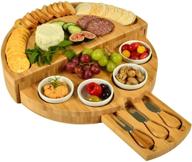 ascot deluxe bamboo cheese and charcuterie board set with accessories - innovative patented design - quality assured in the usa logo