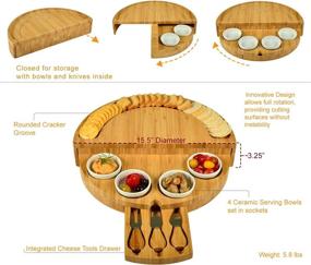 img 2 attached to Ascot Deluxe Bamboo Cheese and Charcuterie Board Set with Accessories - Innovative Patented Design - Quality Assured in the USA