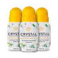 🌿 crystal deodorant roll-on - chamomile & green tea, vegan mineral deodorant for women and men (3 pack, 2.25 fl. oz.) logo