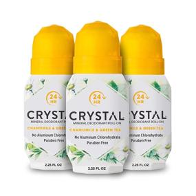 img 4 attached to 🌿 Crystal Deodorant Roll-on - Chamomile & Green Tea, Vegan Mineral Deodorant for Women and Men (3 Pack, 2.25 fl. oz.)