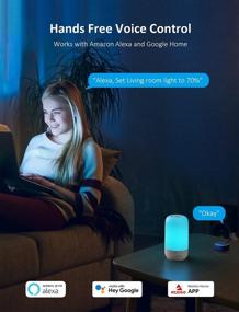 img 3 attached to 🌈 NexiGo Smart Table Lamp for Bedrooms - Dimmable RGBW with Warm White Light (2000K-6500K), Memory Function, Alexa & Google Assistant Compatible, Touch & Voice Control, APP Control