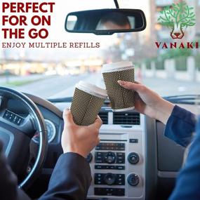 img 1 attached to ☕ VANAKI 85 Sets - 12 Oz Disposable Paper Coffee Cups with Lids + Wooden Stirrers + [BONUS] Cup Carriers - Triple Layer Insulated Togo Hot Cups - Leak Proof Reusable Paper Cup and Lid - Fully Recyclable: The Ultimate Coffee On-The-Go Solution!