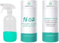 efficient teal momremedy glass spray bottle with silicone bottom: a practical solution for eco-friendly cleaning logo