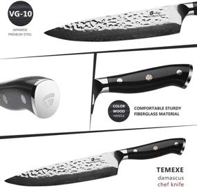 img 2 attached to 🔪 TEMEXE 8 inch Chef Knife - Premium Kitchen Utility Knife with VG-10 67 Layers Damascus Steel Blade, Ultra Sharp Cutting & Chopping, Full Tang G10 Handle, Razor Sharpness, Excellent Edge Retention