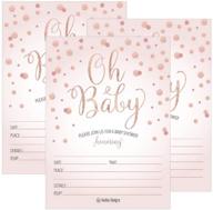 👸 blush rose gold girl oh baby shower invitations: princess printed fill-in cards for a unique vintage coed twin sprinkle party logo