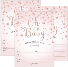 img 4 attached to 👸 Blush Rose Gold Girl Oh Baby Shower Invitations: Princess Printed Fill-In Cards for a Unique Vintage Coed Twin Sprinkle Party