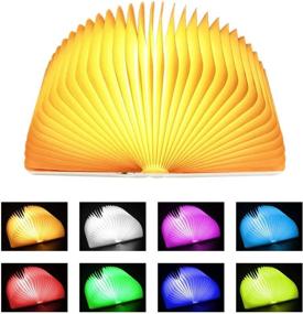 img 4 attached to XIUDI 8 Colors Large Folding Book Lamp - Portable Desk Light with USB Rechargeable Night Light - Novelty LED Paper Lantern in Large Beige (Size 8.6×6.3×1in)