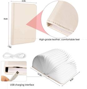 img 2 attached to XIUDI 8 Colors Large Folding Book Lamp - Portable Desk Light with USB Rechargeable Night Light - Novelty LED Paper Lantern in Large Beige (Size 8.6×6.3×1in)