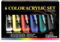 🎨 premium set of 6 large 120ml tubes, assorted primary colors: creative inspirations artist acrylic paint logo